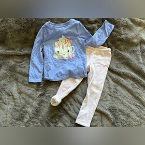 Girls Unicorn Hot Coco Top + Fleece Lined Leggings